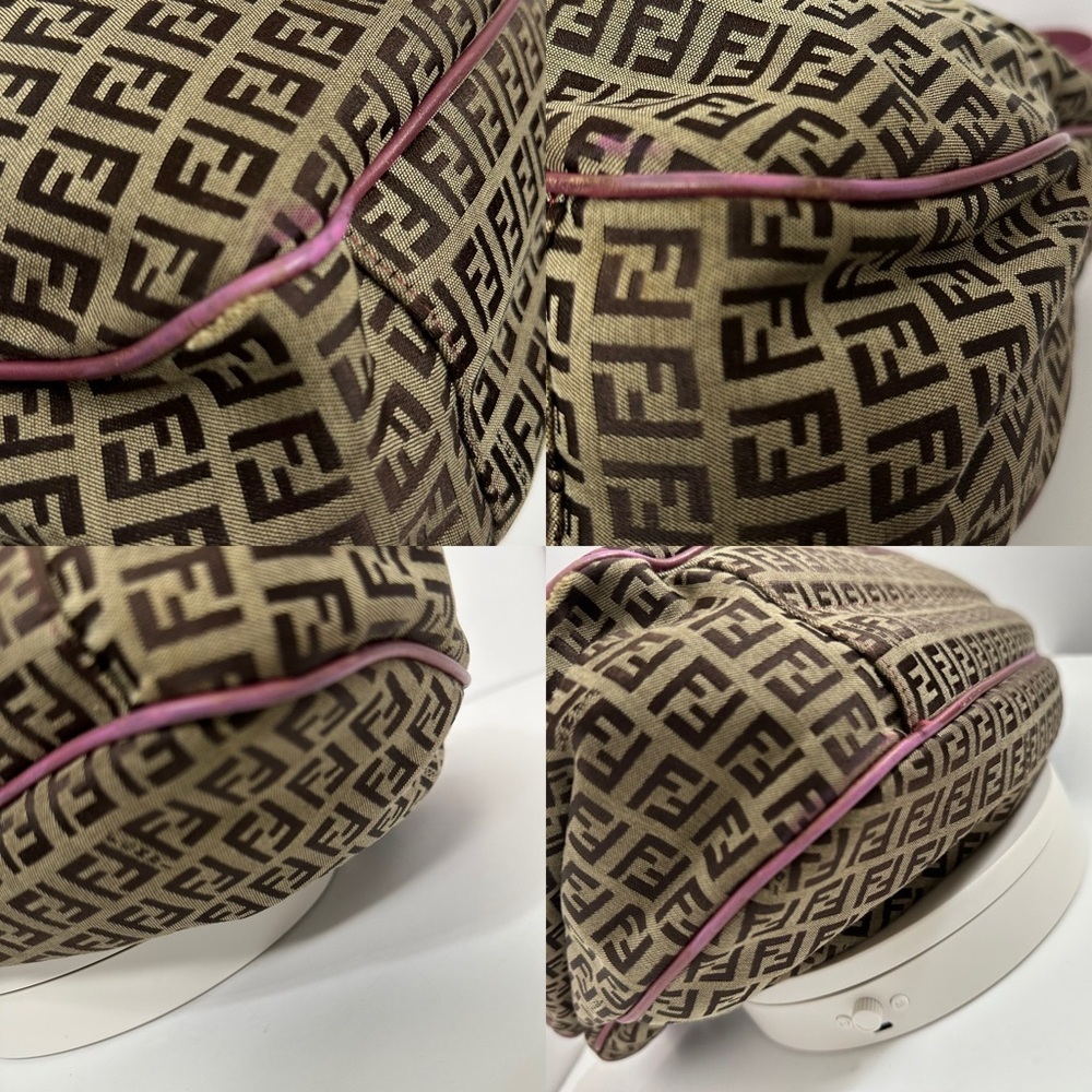 💯Authentic Fendi Zucchino Canvas and Leather Charm Shoulder Bag🍀 - Picture 12 of 17
